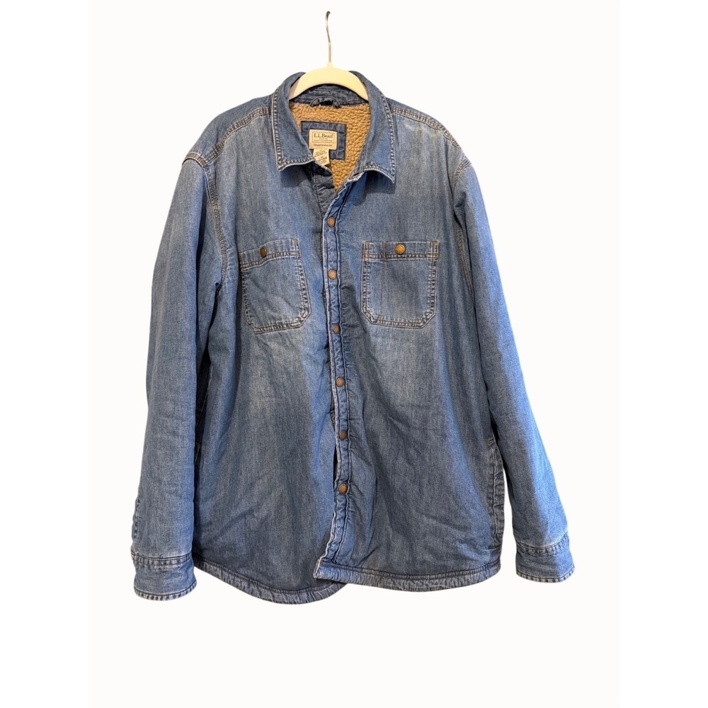 L.L.Bean Mens Traditional Fit Sherpa-Lined Denim Jacket L-REG Heritage‎